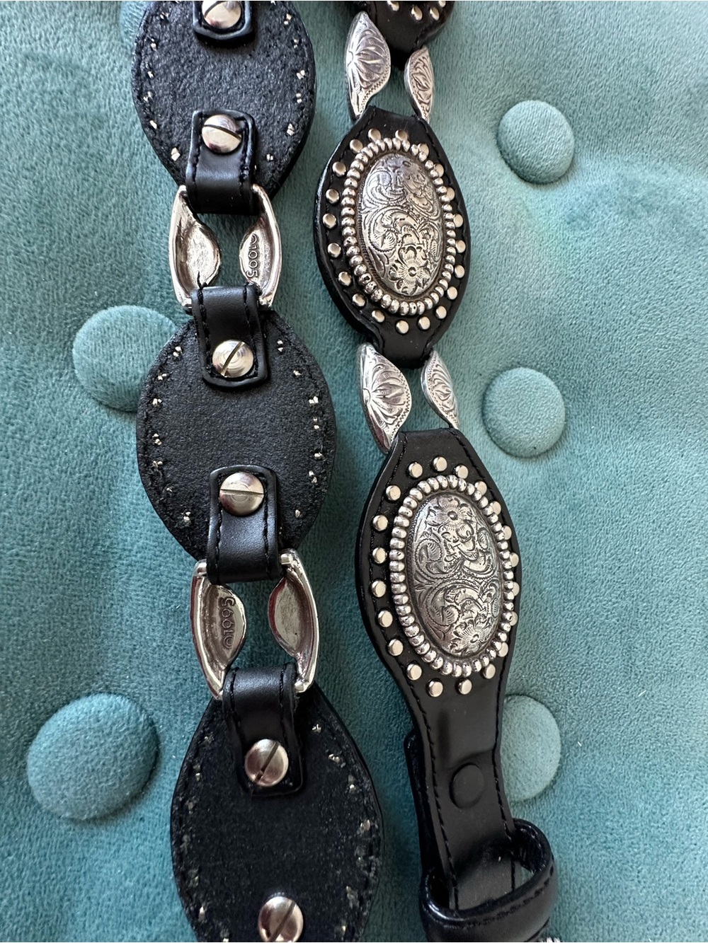 Justin Boots Black Western Leather Belt with Engraved Silver Buckle - Picture 3 of 9